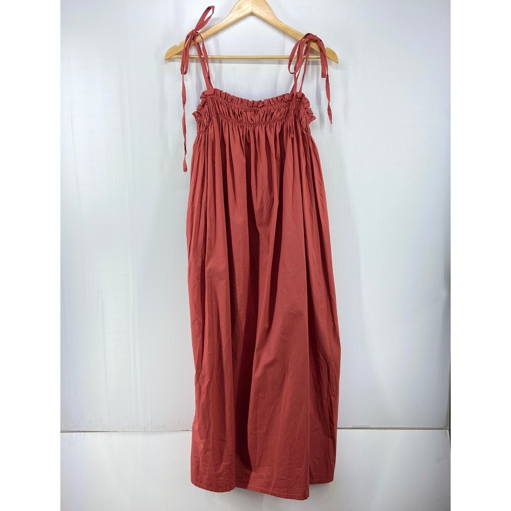 MSCH Copenhagen Lynella Cenilla SL Maxi Dress Cinnamon Red Orange Womens Small